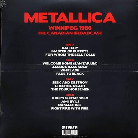 Metallica Winnipeg 1986 Canadian Broadcast 2LP Red Vinyl Ltd 1000 Copies Made - Picture 2 of 6